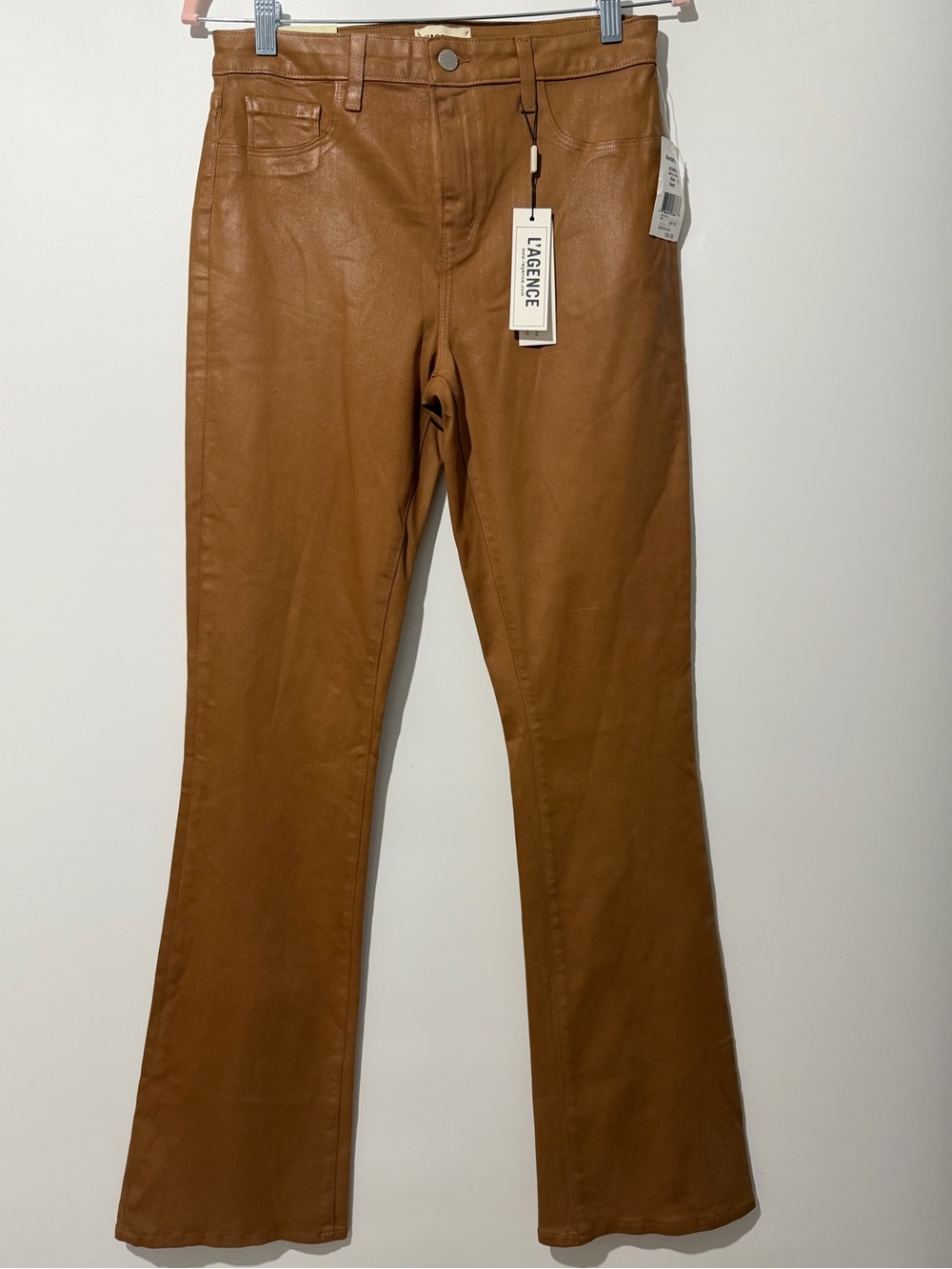 L'AGENCE Selma Coated High Rise Sleek Baby Boot Cut Maple Size 30 NWT